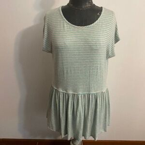 Honeyme Green Stripe Peplum tunic. size L